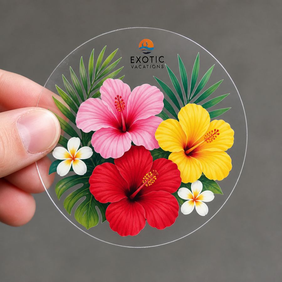 Sticker transparente con tinta blanca